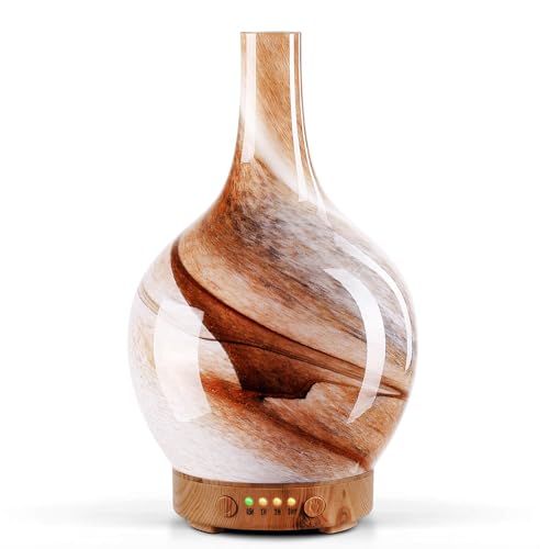 Porseme 150ml Glass Essential Oil Diffuser Aromatherapy Ultrasonic Cool Mist Humidifier 6 Running Hours Waterless Auto-Off...