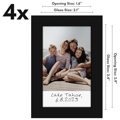 Americanflat 2x3 Picture Frame - Set of 4 - Use as 2x3 Frame for Instant-Print Photos - Black Mini Picture Frames for Tabl...