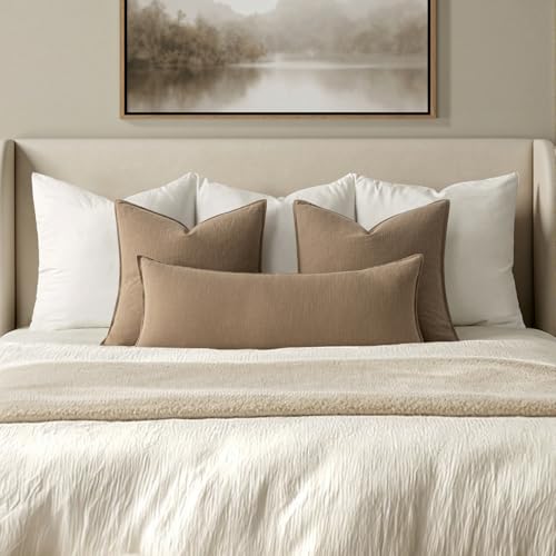 MIULEE Decorative Long Lumbar Throw Pillow Cover for Bed 14x36 Khaki Boho Farmhouse Neutral Couch Pillowcase Pack of 1 Acc...