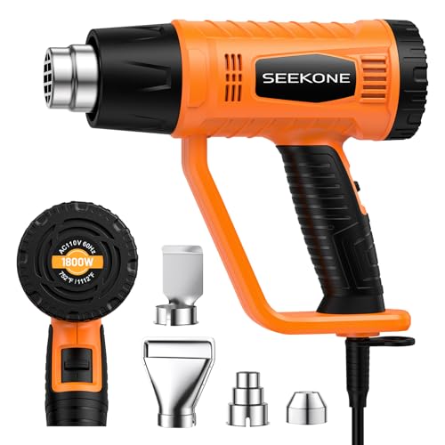 SEEKONE Heat Gun 1800W Heavy Duty Fast Heat Hot Air Gun Kit with 752℉&1112℉（400℃-600℃） Dual-Temperature Settings and 4 Noz...