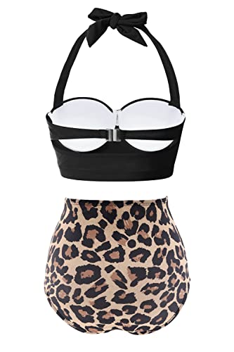 CHERRY CAT Womens Vintage Retro Polka High Waisted Underwire Bikini Two Piece Swimsuits