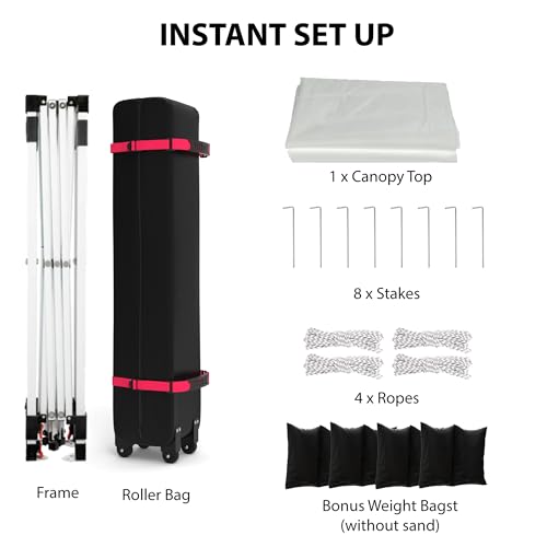 10x10 Pop Up Canopy Tent with Center Lock, One Push Setup, Adjustable Legs, Silver-Coated Waterproof Oxford Top, Heavy Dut...