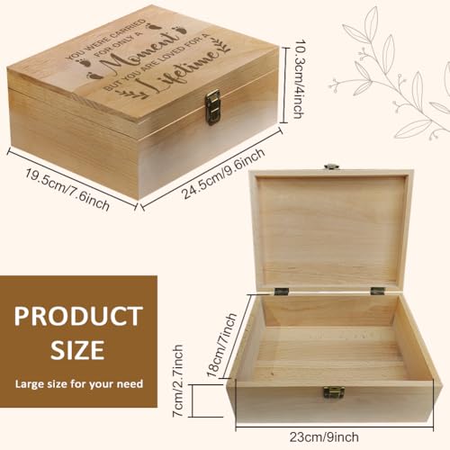 arricraft 1 Pc Wooden Memory Keepsake Box, Miscarry Memory Box with Hinged Lids for Baby Loss Memorial Gift Storage Box Ke...
