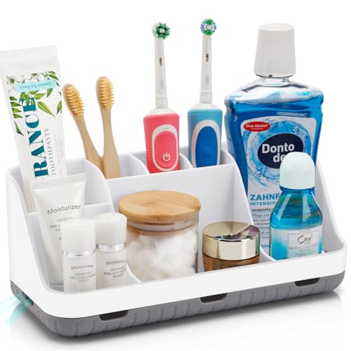GFWARE Toothbrush Holders for Bathrooms Countertop Organizer - Kids Electric Toothbrush and Toothpaste Holder Detachable 7...