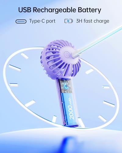 SWEETFULL Mini Portable Fan - Rechargeable Handheld Fan, 3 Speeds Personal Small Hand Gifts for Travel Essentials, Lash, M...