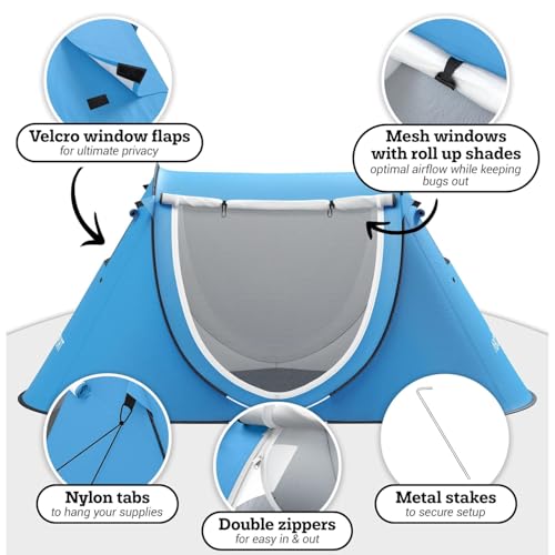 Abco Tech Pop Up Tent - Portable Tent for Camping 2 Person Pop Up with Double Doors - Water-Resistant and UV Protection - ...