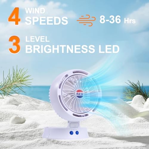 Estensoe Rechargeable Camping Fan with Light - Solar Powered, USB/Battery Operated with Remote, 10400mAh, 4-Speed Adjustab...