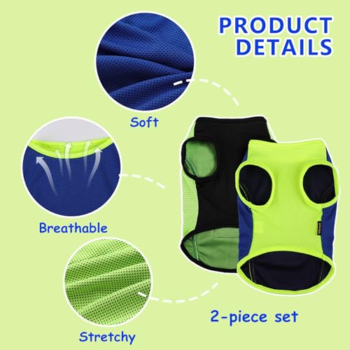 Dog Shirts for Small Dogs,2 Pack Quick Dry Shirts for Dog Vest Boy Girl Summer, Puppy T-Shirt with Reflective Strip,Sun Pr...