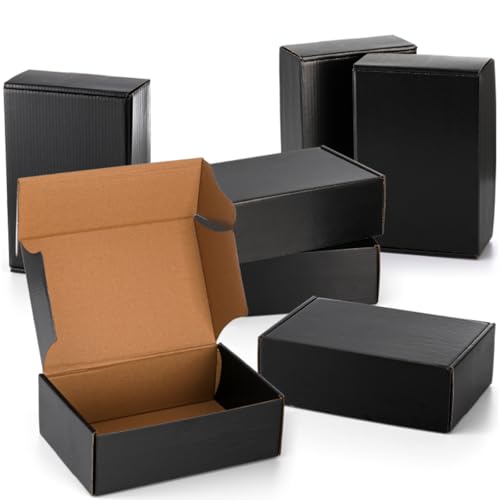 Dicunoy 30 Pack CardBoard Boxes, 9 x 6 x 3 Inches Small Shipping Boxes, Black Corrugated Cardboard Box for Mailing Packing...