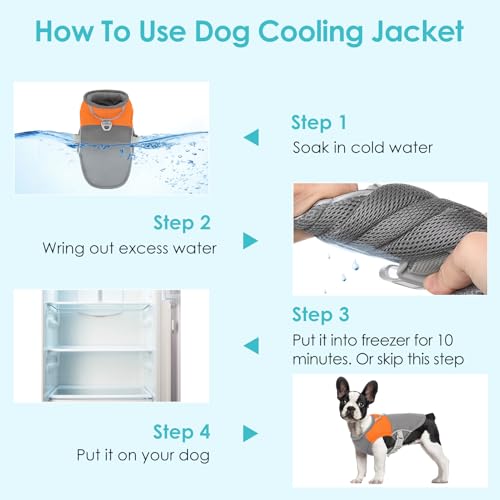 AOFITEE Dog Cooling Vest, Lightweight Cooling Jacket for Dogs, Breathable Dog Cooler Shirt with Harness D-Ring, Pet Sun Sh...