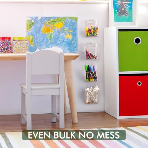 Clear Adhesive Wall Storage Bins, 4 Pack Cabinet Door Organizer Holders, Hanging Wall Mount Pockets, Plastic Cups for Show...