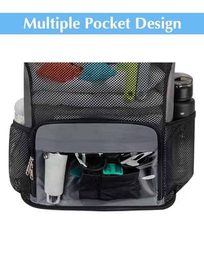 ecosmile Drawstring Backpack Sandproof Beach Backpack with Shoe Compartment & Wet Pocket Waterproof Mesh Swim Bag Pool Bag...