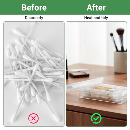 Sibba 3 x Plastic Cotton Swab Holder Clear Small Dental Floss Picks Storage Box Flossers Cotton Pad Holder with Dustproof ...
