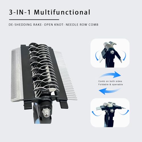 3-in-1 Pet Grooming Brush for Dogs & Cats – Double Sided Deshedding Tool with Stainless Steel Teeth, Detangler Comb & Unde...