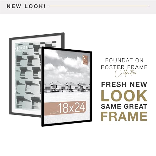 MCS Foundation 18x24 Poster Frame Traditional Black, Vertical & Horizontal Wall Hanging Large Picture Frame for Photos, Po...