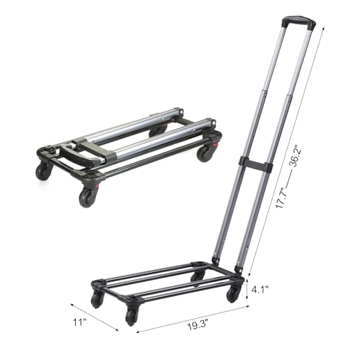 Replacement Rolling Trolley Base for Pet Carrier, 19.3" x 11" Detachable Luggage Cart with Telescopic Handle and Wheels, U...