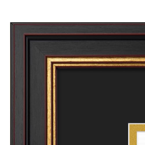 Golden State Art, 11x14 Black Gold & Burgundy Color Document Frame for 8x10 Diploma/Certificate/Picture, Includes Double M...