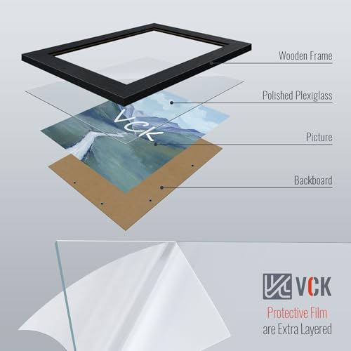 VCK 8x10 Picture Frame Set of 3, Black Wood Frames, Gallery Wall Decor Photo Frames for Wall Mounting Horizontally or Vert...