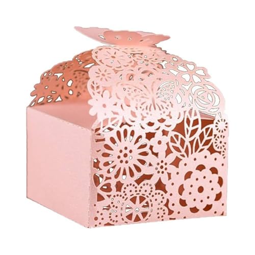KAZIPA 50pcs Laser Cut Butterfly Favor Boxes, 2.6" x 2.6" x 1.6" Floral Gift Box for Bridal Shower Anniversary Wedding Par...