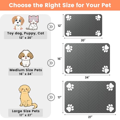 Pet Feeding Mat-Absorbent Pet Placemat for Food and Water Bowl, with Waterproof Rubber Backing, Quick Dry Water Dispenser ...