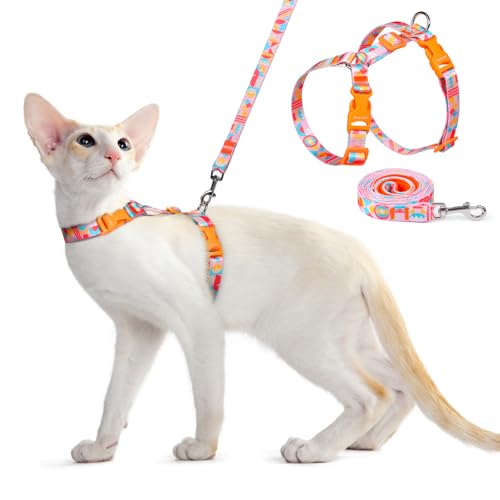 Dooradar Cat Harness and Leash, Escape Proof Adjustable Kitten Vest, Lightweight Soft Pet Straps, Easy Wearing for Small M...