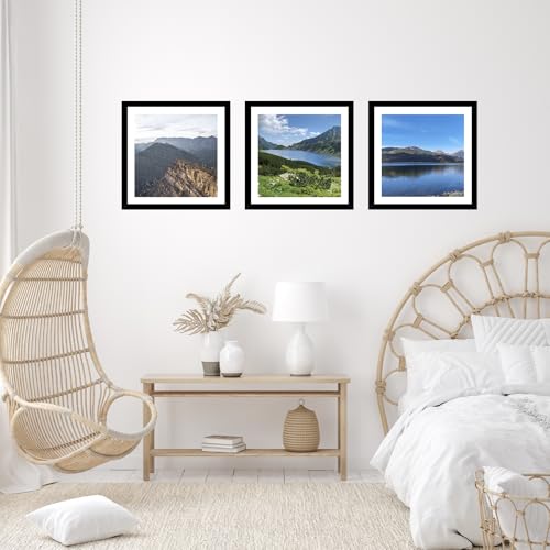 JCJMY 12x12 Picture Frame with Mat for 30 x 30cm Diamond Art Painting, Display Photo 10x10 or 12 x 12 Without Mat, Wall Ha...