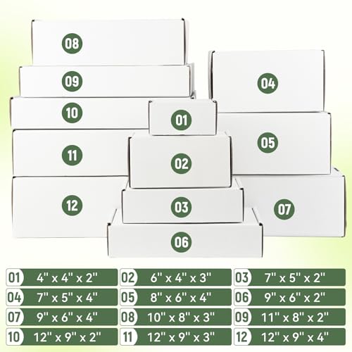 10"x8"x3" Shipping Boxes Set of 5, White Corrugated Cardboard Box Literature Mailer
