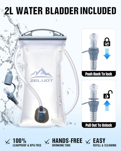 Zelvot Running Vest with 2L Water Bladder, Hydration Backpack, U.S. Design Patent, Lightweight Hydration Pack with Gear Ho...