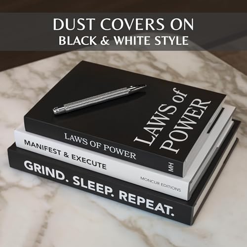 Moncur Home Decorative Coffee Table Books Set of 3 Black & White Design Books with Removable Covers and Real Blank Pages f...