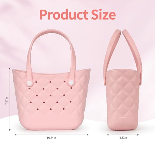 Sequoixee Small Waterproof Beach Bag for Little Girls and Women Lightweight Rubber Beach Tote for Pool, Travel,Beach,Sports
