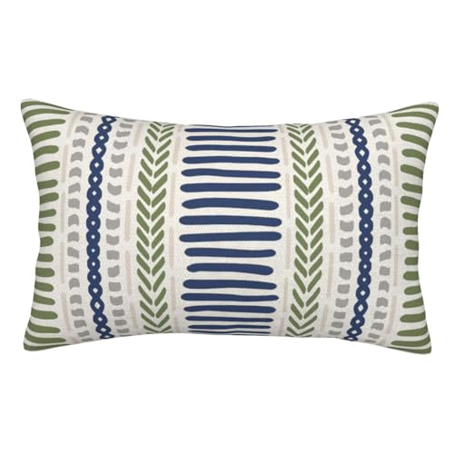 DAFENA Sage Green Pillow Covers 12x20 Inch 2 Pcs Boho Navy Blue Grey Polka Dots Stripe Decor Throw Pillows Modern Geometri...