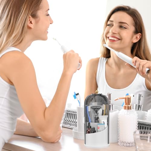 Toothbrush Holders with Sliding Lid for Bathroom Counter Organizer, Tooth Brush Toothpaste Holder for Bathroom Vanity Make...