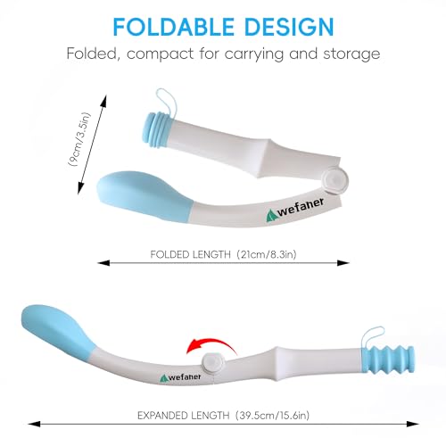 Wefaner Foldable Toilet Aid, 15.6“ Long Comfort Wipe Wand Bottom Buddy Toilet Self Tissue Aids for Toileting, Self Help Wi...