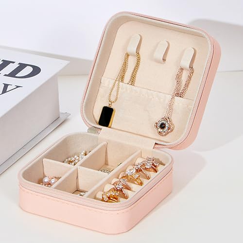 KYHYFJMD Travel Jewelry Case 2 Pack Mini Travel jewelry Box Portable Organizer Women Girls Gift Box for Rings Earrings Nec...