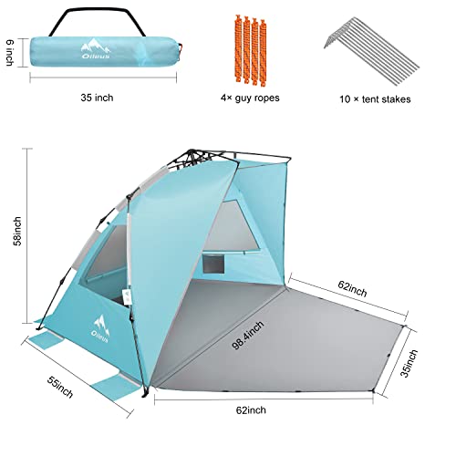 Oileus XX-Large Pop Up Beach Tent Sun Shelter for 5-6 Person Portable Sun Shade Instant Tent for Beach with Carrying Bag, ...