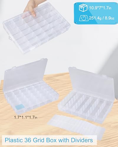 Facikono 6 Pack 36 Grids Bead Organizer Tackle Box Organizers Plastic Organizer Box with Dividers Craft Storage Containers...