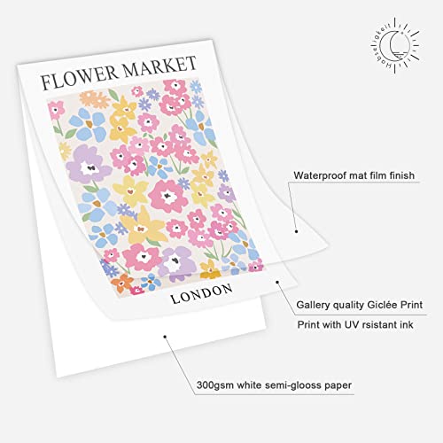 Habseligkeit Pink Danish Pastel Wall Decor for Girls Dorm, Boho Matisse Wall Art Prints, Flower Market Posters for Room De...