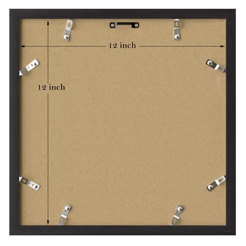 eletecpro 12x12 Picture Frames Set of 9 with Clear Acrylic Cover, Display 8x8 Photos with Mat or 12x12 Without, Classic an...