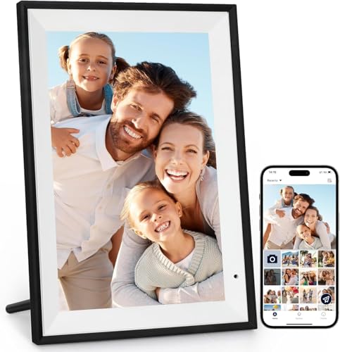 Digital Picture Frame 10.1 Inch Digital Photo Frame with 32GB Storage, 1280 * 800 IPS FHD Touchscreen, WiFi Smart Frame Sh...