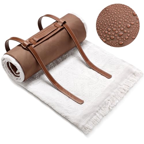VitalCozy Waterproof Picnic Blankets 71×71 inch Outdoor Blanket Foldable 2 in 1 Double Layer Sandproof Beach Mat with Carr...