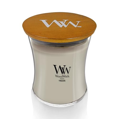 WoodWick Fireside Holiday Candle Gifts for Women and Men, 9.7 oz Medium Hourglass Candle with Crackling Wick