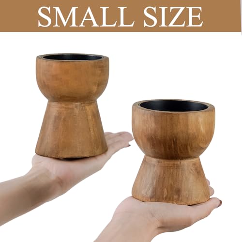 NIKKY HOME Farmhouse Wooden Candle Holders Set of 2, Rustic Solid Wood Pillar Candlesticks Pedestal, Fireplace Mantle Tabl...