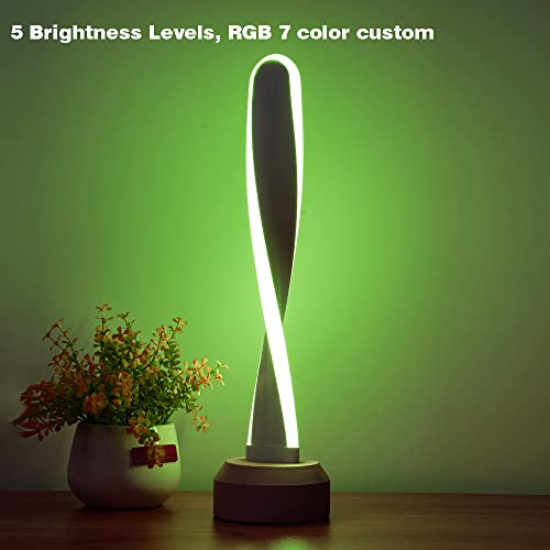 LONRISWAY Modern Wooden RGB Table Lamp with 7 Color-Changing Lights, Natural Beech Bedside Lamp for Bedroom, Living Room, ...