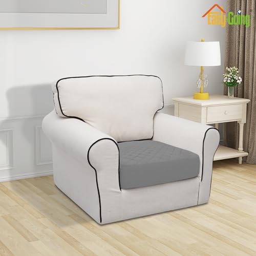 Easy-Going Waterproof Chair Cushion Cover, Non-Slip Leakproof Sofa Seat Cushion Slipcovers, Quilted and Stretch Furniture ...