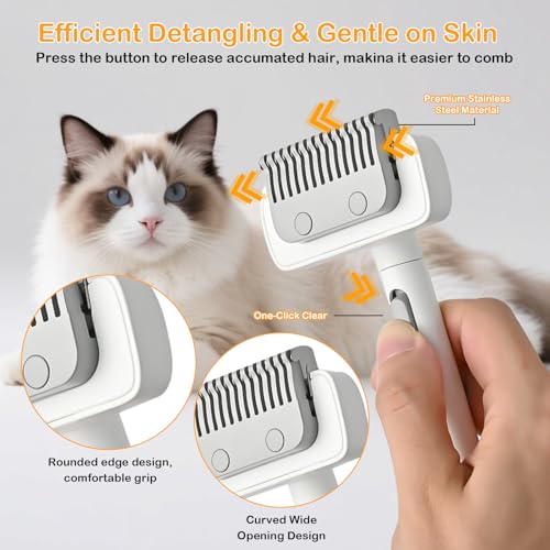 Diecallan Cat Brush cat grooming supplies Gently Removes Loose Undercoat Mats, Tangled Hair and Soothes Skin. Ideal for Lo...