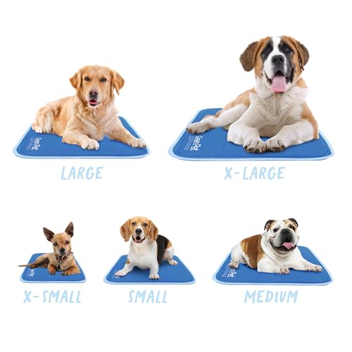 The Green Pet Shop Cool Pet Pad - Large, Blue - Self-Cooling, Pressure Activated Mat for Dogs & Cats from 46-80 lbs - Non-...