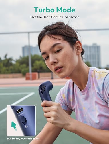Aecooly Portable Handheld Fan, Powerful Turbo Air Tube Fan, 19000 RPM High Speed Aero Pro, 15H Max Cooling Time, 6 Speeds ...