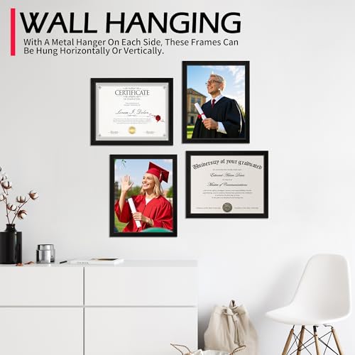 HOMERHYME Diploma Frame, 8.5 by 11 Black Picture Frames, Certificate Frame with Clear Plexiglass, 8.5 x 11 Photo Graduatio...