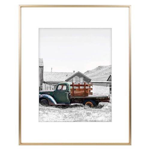 Golden State Art, 16x20 Gold Picture Frame Displays Photo 11x14 with Mat or 16 x 20 Without Mat for Wall Mounting, Classic...