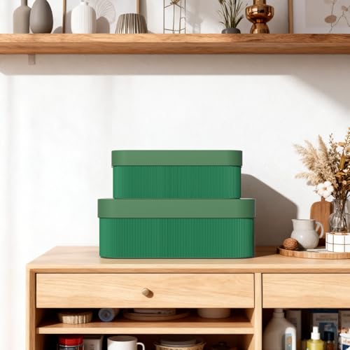 Decorative Storage Boxes with Lid - Multi-Purpose Cardboard Organizer Bins for Your Home Decor, Set of 2 Decorative Contai...